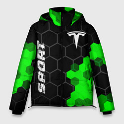 Куртка зимняя мужская Tesla green sport hexagon, цвет: 3D-черный