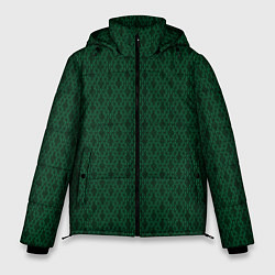 Куртка зимняя мужская Тёмный зелёный королевский узор, цвет: 3D-черный