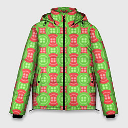 Куртка зимняя мужская Паттерн с красными и зелеными пуговицами, цвет: 3D-светло-серый