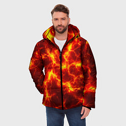 Куртка зимняя мужская Текстура огня, цвет: 3D-светло-серый — фото 2
