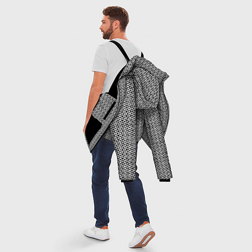 Мужская зимняя куртка Чёрно-белый текстурированный полосы / 3D-Черный – фото 5
