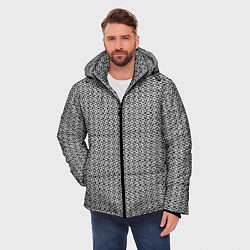 Куртка зимняя мужская Чёрно-белый текстурированный полосы, цвет: 3D-черный — фото 2