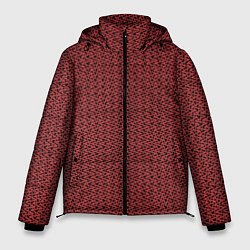 Куртка зимняя мужская Тёмно-красный текстурированный полосатый, цвет: 3D-черный