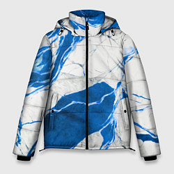 Куртка зимняя мужская Бело-синий мрамор, цвет: 3D-черный