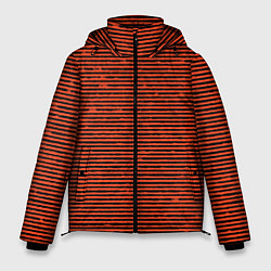 Куртка зимняя мужская Чёрно-оранжевый полосатый, цвет: 3D-черный
