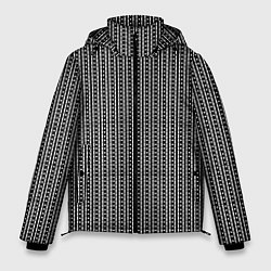 Куртка зимняя мужская Чёрно-белый полосы в горошек, цвет: 3D-черный