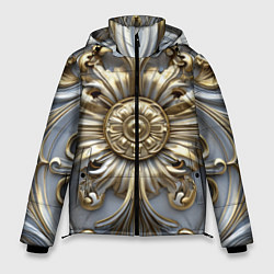 Куртка зимняя мужская Классические узоры бело-золотые узоры, цвет: 3D-светло-серый