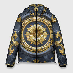 Куртка зимняя мужская Объемные золотые классические узоры, цвет: 3D-светло-серый