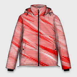 Куртка зимняя мужская Полосатый красно-белый, цвет: 3D-красный