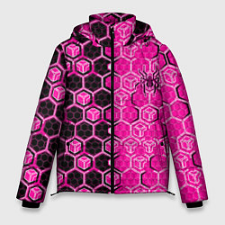Куртка зимняя мужская Техно-киберпанк шестиугольники розовый и чёрный с, цвет: 3D-черный