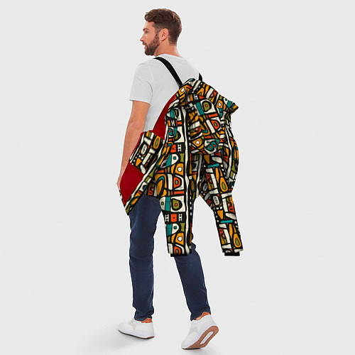 Мужская зимняя куртка Африканские этно узоры / 3D-Красный – фото 5
