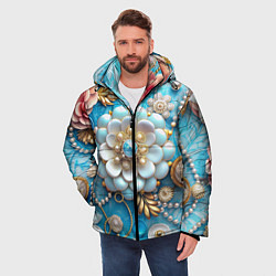 Куртка зимняя мужская Цветы и жемчуг, цвет: 3D-светло-серый — фото 2