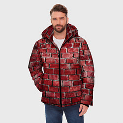 Куртка зимняя мужская Текстура красного кирпича, цвет: 3D-красный — фото 2
