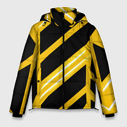 Куртка зимняя мужская Чёрно-белые полосы на жёлтом фоне, цвет: 3D-черный