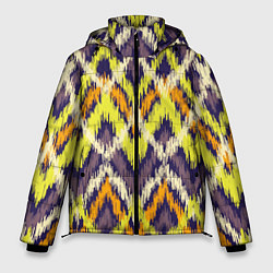 Куртка зимняя мужская Разноцветный ромбовидный орнамент, цвет: 3D-светло-серый