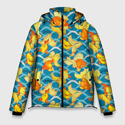 Куртка зимняя мужская Разноцветные золотые рыбки, цвет: 3D-светло-серый