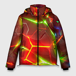 Куртка зимняя мужская Неоновые красные плиты с ярким светом, цвет: 3D-светло-серый