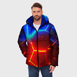 Куртка зимняя мужская Красные плиты с ярким светом, цвет: 3D-красный — фото 2