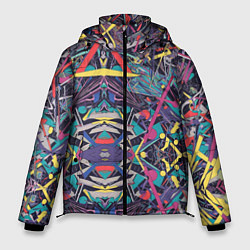 Куртка зимняя мужская Абстрактный хаос линий, цвет: 3D-светло-серый