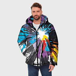 Куртка зимняя мужская Кляксы краски - абстракция, цвет: 3D-черный — фото 2