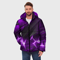 Куртка зимняя мужская Фиолетовая объемная абстракция, цвет: 3D-светло-серый — фото 2