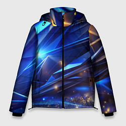 Куртка зимняя мужская Синие плиты и блестки абстракции, цвет: 3D-черный