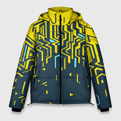 Куртка зимняя мужская Яркий абстрактный геометрический рисунок для спорт, цвет: 3D-черный