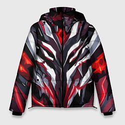 Куртка зимняя мужская Хаотичная красно-белая абстракция, цвет: 3D-черный