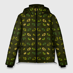 Куртка зимняя мужская Абстрактные зелено - золотые кольца, цвет: 3D-светло-серый