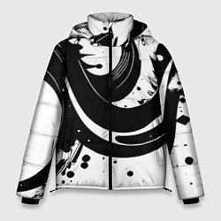 Куртка зимняя мужская Чёрно-белая экспрессивная абстракция, цвет: 3D-светло-серый