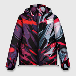 Куртка зимняя мужская Хаотичная чёрно-красная абстракция, цвет: 3D-черный