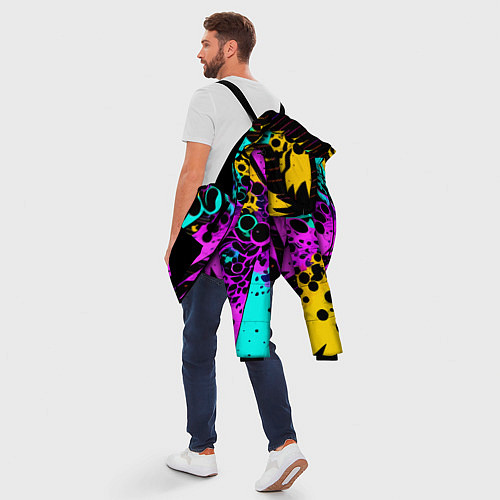 Мужская зимняя куртка Разноцветная неоновая абстракция - нейроарт / 3D-Черный – фото 5