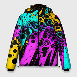 Мужская зимняя куртка Разноцветная неоновая абстракция - нейроарт