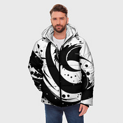 Куртка зимняя мужская Ai art black and white abstraction, цвет: 3D-черный — фото 2