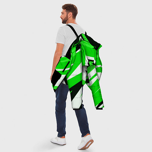 Мужская зимняя куртка Geometry stripes green / 3D-Черный – фото 5