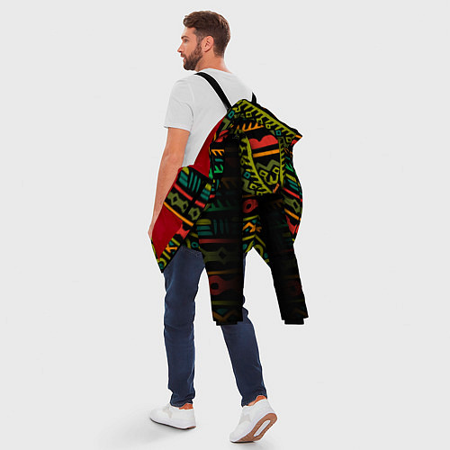 Мужская зимняя куртка Ethnic ornament on black / 3D-Красный – фото 5