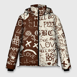 Куртка зимняя мужская Lil peep retro pattern, цвет: 3D-красный