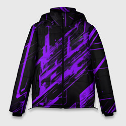 Куртка зимняя мужская Purple stripes on a black background, цвет: 3D-черный