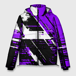 Куртка зимняя мужская Diagonal black and white stripes on a purple backg, цвет: 3D-черный