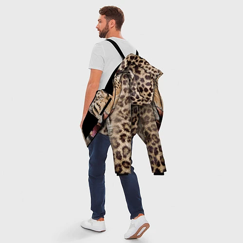 Мужская зимняя куртка Взгляд леопарда / 3D-Черный – фото 5