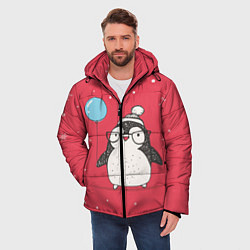 Куртка зимняя мужская Влюбленная пингвинка, цвет: 3D-светло-серый — фото 2