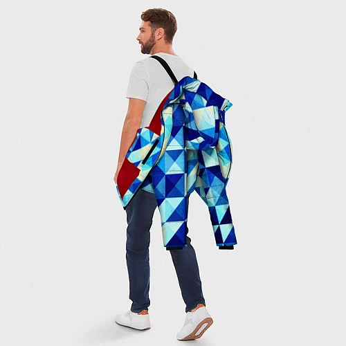 Мужская зимняя куртка Синяя геометрия / 3D-Красный – фото 5
