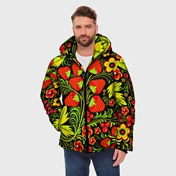 Куртка зимняя мужская Хохлома: земляника, цвет: 3D-черный — фото 2