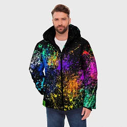Куртка зимняя мужская Брызги красок, цвет: 3D-черный — фото 2