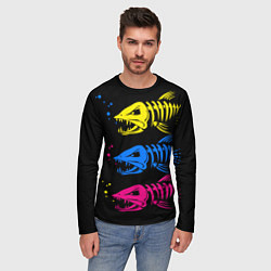 Лонгслив мужской Рыбы скелеты, цвет: 3D-принт — фото 2