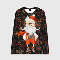 Мужской лонгслив Санта хипстер с фотоаппаратом