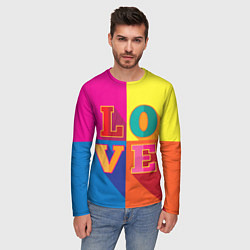 Лонгслив мужской Love three-dimensional letters, цвет: 3D-принт — фото 2