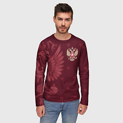 Лонгслив мужской Герб России - золотой, цвет: 3D-принт — фото 2