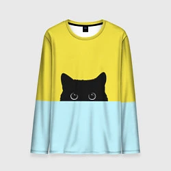 Лонгслив мужской Черный котик, цвет: 3D-принт