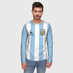Лонгслив мужской Марадона Аргентина ретро, цвет: 3D-принт — фото 2
